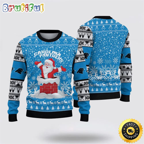NFL Carolina Panthers Ugly Sweater Printed Christmas Funny Santa Claus Show Team Spirit