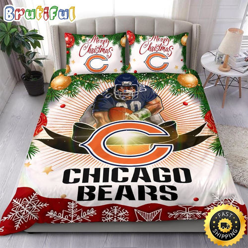 NFL Chicago Bears Bedding Sets Merry Christmas Quilt Bedding Sets