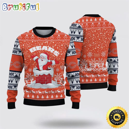 NFL Chicago Bears Ugly Sweater Printed Christmas Funny Santa Claus Show Team Spirit