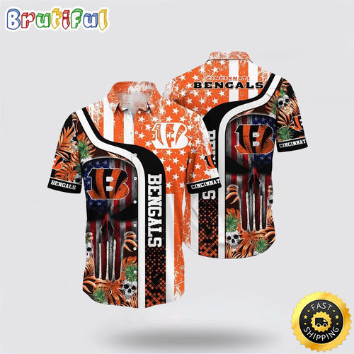NFL Cincinnati Bengals Hawaiian Shirts Skull Halloween Show Off Your Team Spirit In Tropical Fashion