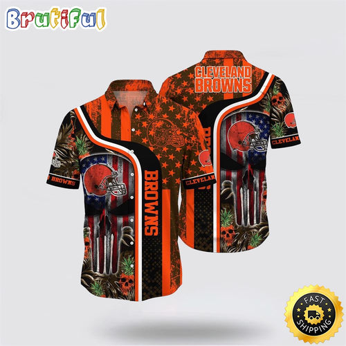 NFL Cleveland Browns Hawaiian Shirts Skull Halloween Show Off Your Team Spirit In Tropical Fashion
