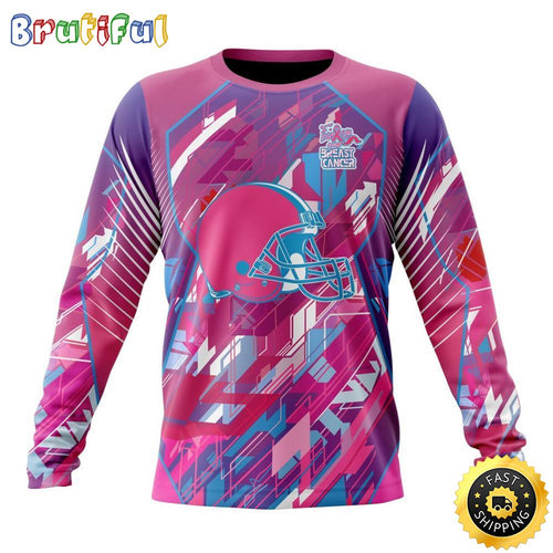 NFL Cleveland Browns I Pink Crewneck Sweatshirt I Can Fearless Again Breast Cancer For Breast Cancer Survivors