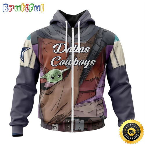 NFL Dallas Cowboys All Over Print Zip Hoodie 3D Specialized Mandalorian And Baby Yoda Unisex Hoodies