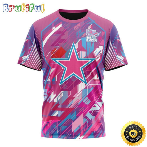 NFL Dallas Cowboysls I Pink All Over Print 3D T Shirt I Can Fearless Again Breast Cancer For Breast Cancer Survivors