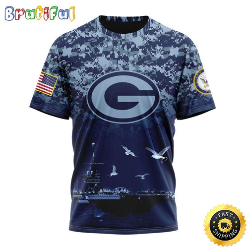 NFL Green Bay Packers 3D T Shirt Honor US Navy Veterans Stylish Gear For Fans