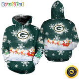 NFL Green Bay Packers Christmas Santa Claus Is Coming All Over Print 3D Hoodie Unisex Hoodie
