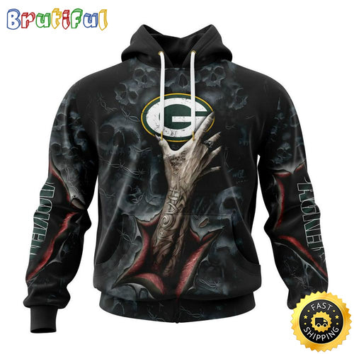 NFL Green Bay Packers Hoodie Special Horror Skull Art Design Halloween 3D Hoodie Unisex Hoodie
