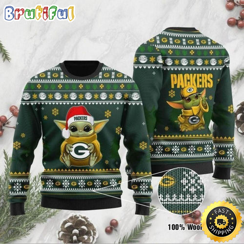 NFL Green Bay Packers Ugly Christmas Sweater Baby Yoda 3D Sweater