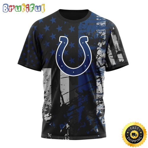 NFL Indianapolis Colts 3D T Shirts Classic Grunge American Flag Stylish Warmth For Fans