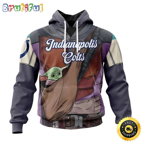 NFL Indianapolis Colts All Over Print 3D Hoodie Specialized Mandalorian And Baby Yoda Unisex Hoodies