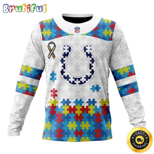 NFL Indianapolis Colts Crewneck Sweatshirt Autism Awareness Design Your Team In Style