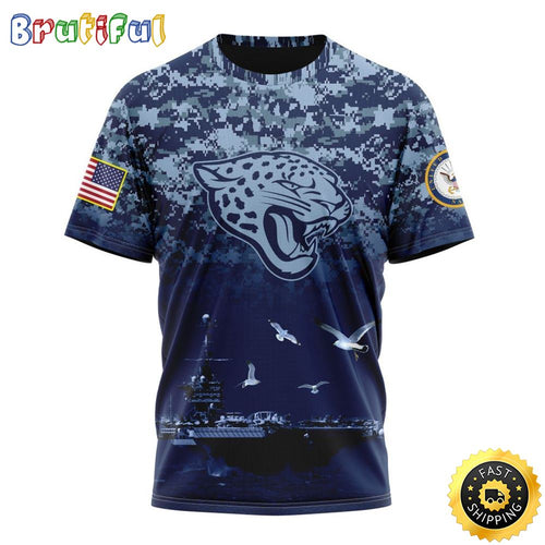 NFL Jacksonville Jaguars 3D T Shirt Honor US Navy Veterans Stylish Gear For Fans