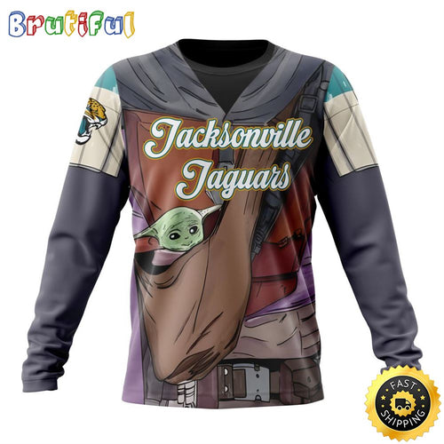 NFL Jacksonville Jaguars Crewneck Sweatshirt Specialized Mandalorian And Baby Yoda Gifts For Football Fans
