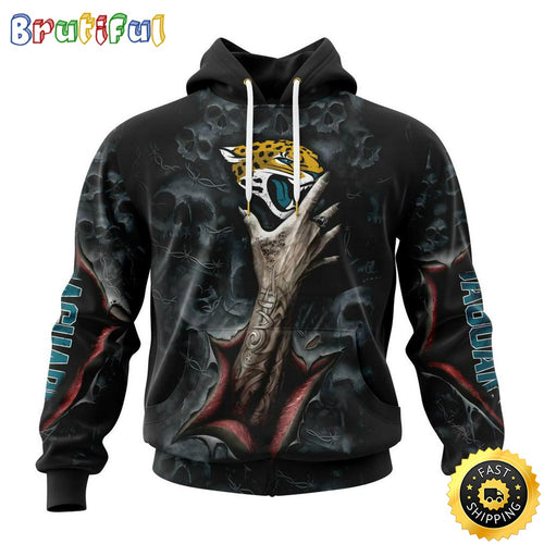 NFL Jacksonville Jaguars Hoodie Special Horror Skull Art Design Halloween 3D Hoodie Unisex Hoodie