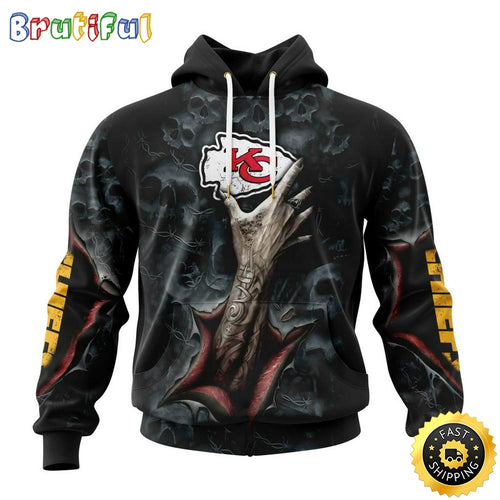 NFL Kansas City Chiefs Hoodie Special Horror Skull Art Design Halloween 3D Hoodie Unisex Hoodie