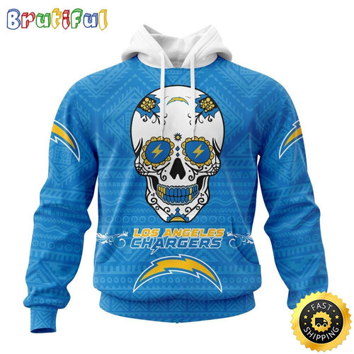NFL Los Angeles Chargers All Over Print 3D Hoodie Specialized Kits For Dia De Muertos Show Your Team Spirit