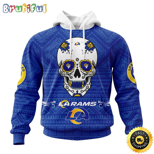 NFL Los Angeles Rams All Over Print 3D Hoodie Specialized Kits For Dia De Muertos Show Your Team Spirit