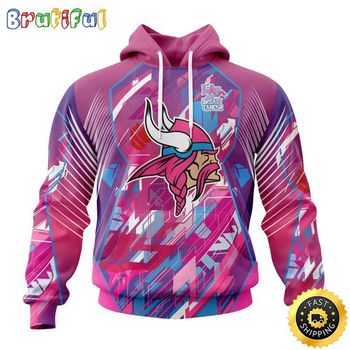 NFL Minnesota Vikings I Pink All Over Print 3D Hoodie I Can Fearless Again Breast Cancer For Breast Cancer Survivors