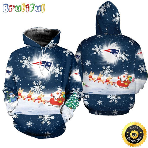 NFL New England Patriots Christmas Santa Claus Is Coming All Over Print 3D Hoodie Unisex Hoodie