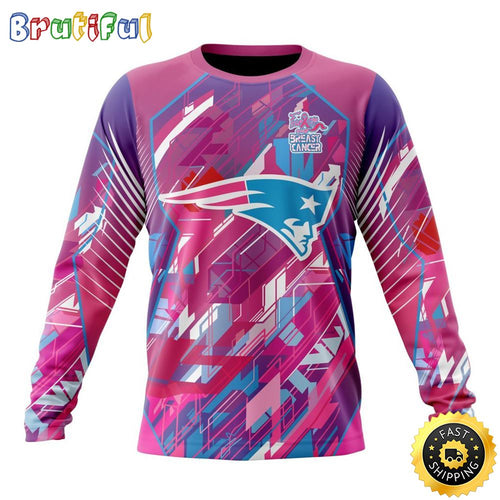NFL New England Patriots I Pink Crewneck Sweatshirt I Can Fearless Again Breast Cancer For Breast Cancer Survivors