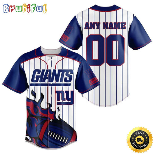 NFL New York Giants Baseball Jersey 3D Personalized Customization Options Available