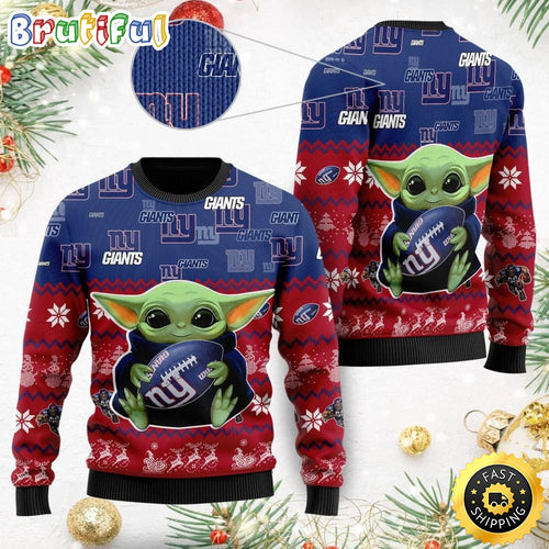 NFL New York Giants Ugly Christmas Sweater Baby Yoda Print Shirts