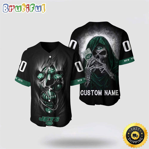 NFL New York Jets Baseball Jersey 3D Personalized Skull Stay Cozy And Stylish