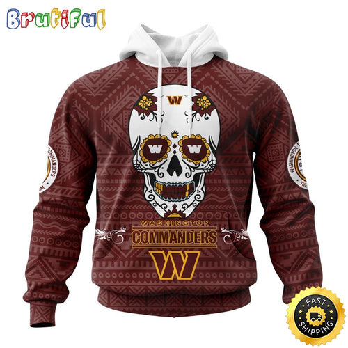 NFL Washington Football Team All Over Print 3D Hoodie Specialized Kits For Dia De Muertos Show Your Team Spirit
