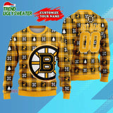 NHL Boston Bruins Personalized Snow Tree Ugly Christmas Sweater