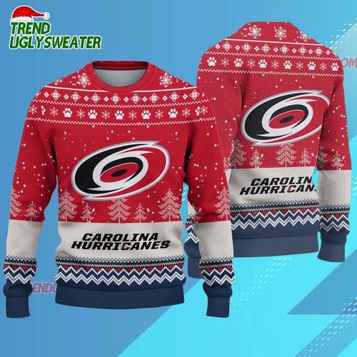 NHL Carolina Hurricanes Hockey Team Design New Ugly Christmas Sweater