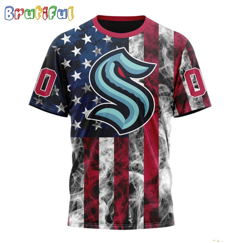 NHL Seattle Kraken Happy Independence Day The 4th Of July 3D T Shirt