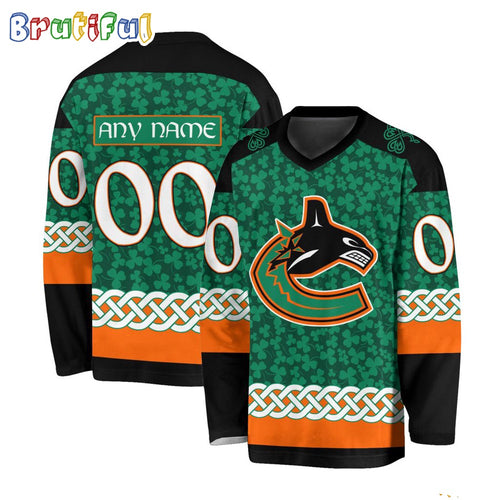 NHL Vancouver Canucks Jersey Special St.Patrick’s Day Design Hockey Jersey