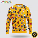 NHL Boston Bruins Ugly Sweater Santa Claus Snowman Ugly Christmas Sweater