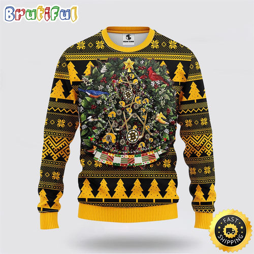 NHL Boston Bruins Ugly Sweater Tree Ball Ugly Christmas Sweater