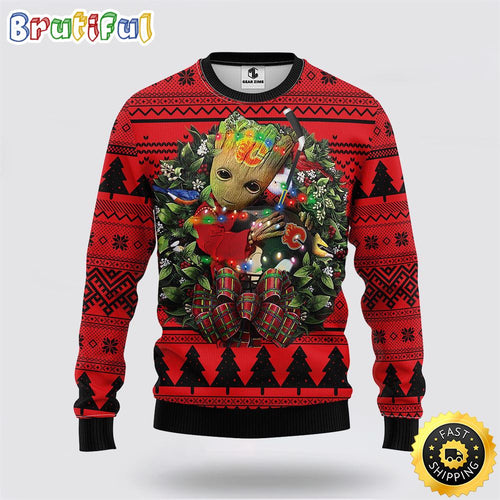 NHL Calgary Flames Ugly Sweater Groot Christmas Sweater