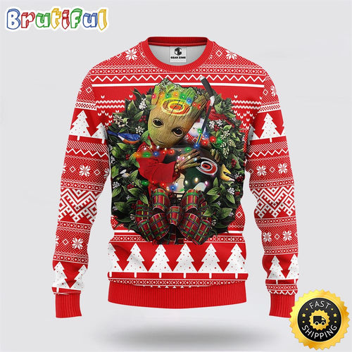 NHL Carolina Hurricanes Ugly Sweater Groot Christmas Sweater