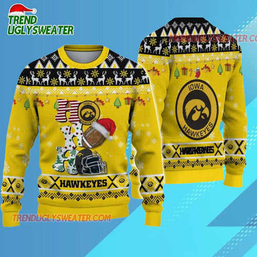 Ncaa Iowa Hawkeyes Football Ho Ho Ho Ugly Christmas Sweater