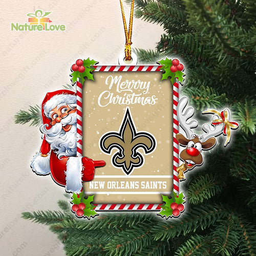 New Orleans Saints Santa Reindeer Funny Christmas Ornament NFL Gift