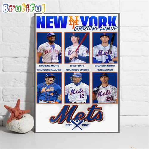 New York Mets Starting Lineup Est 1962 Wall Art Poster Canvas