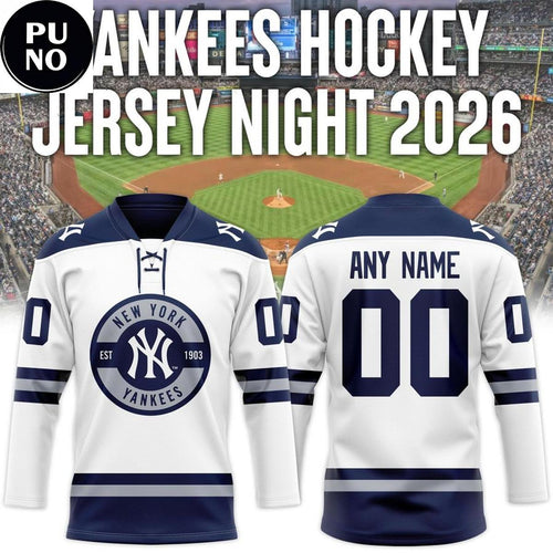 New York Yankees 2026 Hockey Night Personalized Hockey Jersey