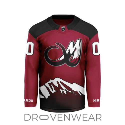 Nll Colorado Mammoth Personalized Maroon V-shaped Hockey Jersey Design
