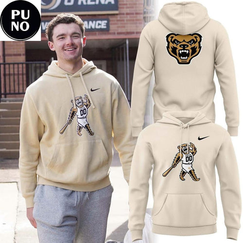 Oakland Golden Grizzlies Retro Mascot 2026 Beige Hoodie T-Shirt