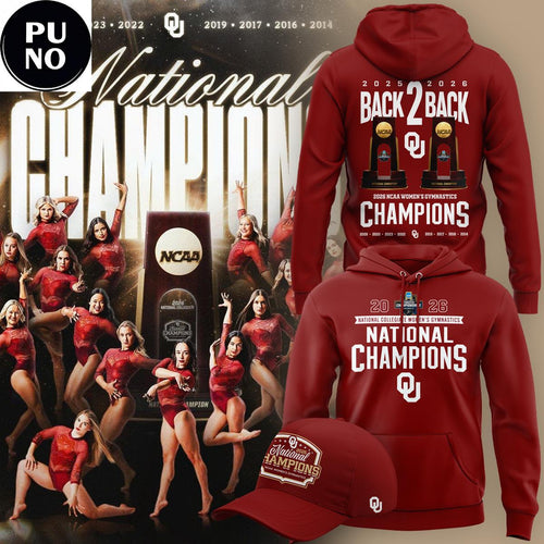 Oklahoma Sooners 2026 Women’s Gymnastics National Champions Back2Back Hoodie Shirt
