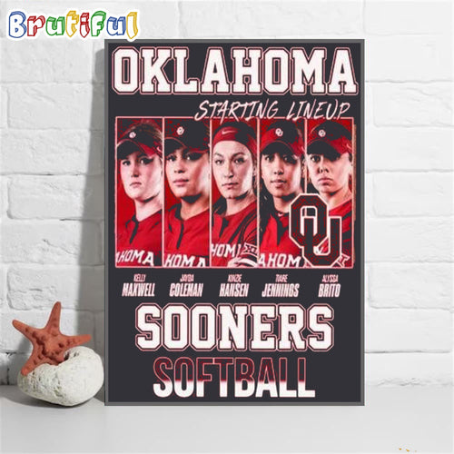 Oklahoma Sooners Starting Lineup Softball 2024 Wall Art Poster Canvas