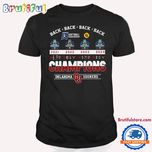 Oklahome Sooners Back To Back 2024 Softball Champions T Shirt
