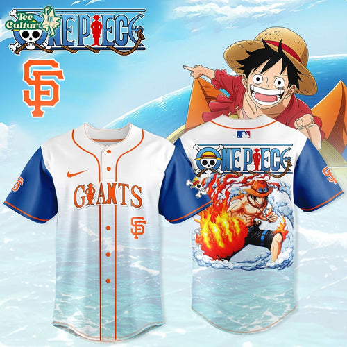 One Piece Anime x MLB Limited Baseball Jersey Collection - Portgas D. Ace Edition