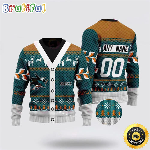 Personalized NHL San Jose Sharks Elk Pattern Ugly Christmas Sweater Perfect Gift For Football Fans