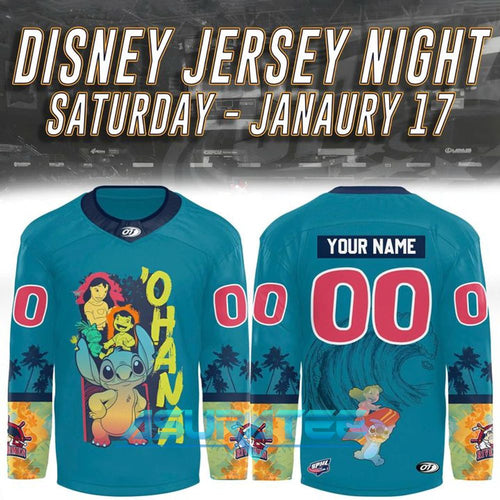 Peoria Rivermen x Stitch Disney Jersey Night Special Hockey Jersey