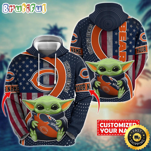 Personalized NFL Chicago Bears Hoodie Baby Yoda Unisex Hoodie For Fans