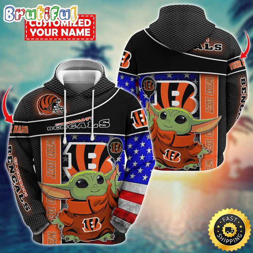 Personalized NFL Cincinnati Bengals Hoodie Baby Yoda Unisex Hoodie